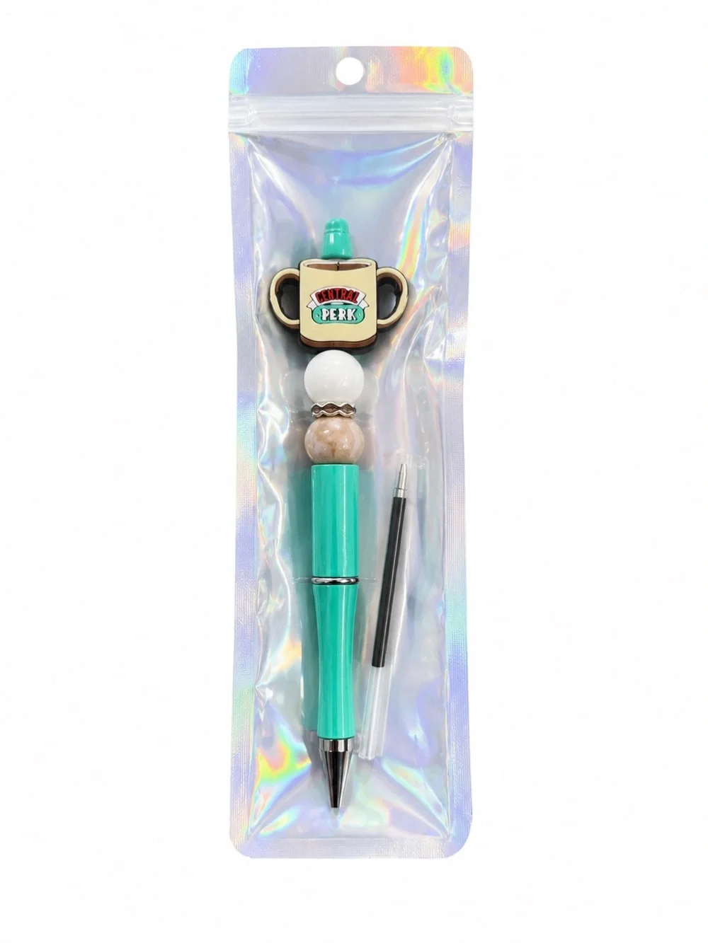 Central Perk Teal Ceramic Bead Ballpoint Pen - Central Perk wth extra ink